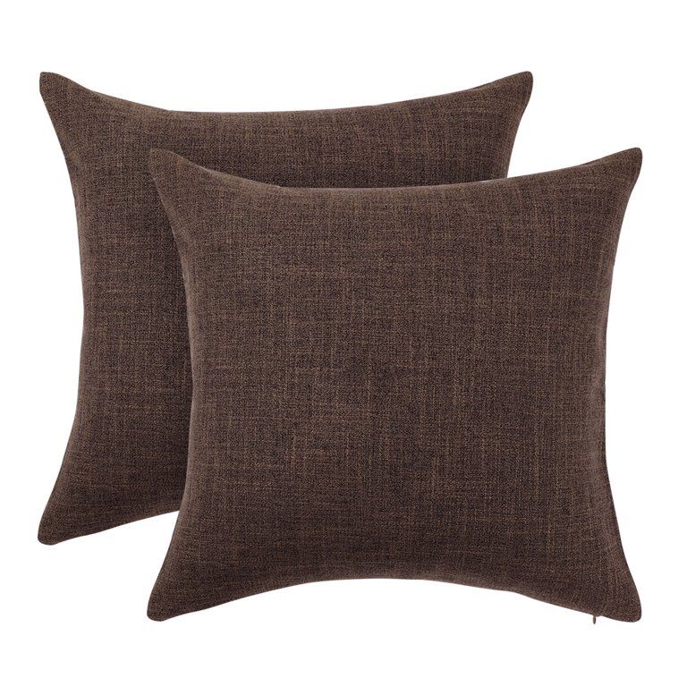 Unique Bargains 2 Pack Cotton Linen Throw Pillow Covers 18" x 18" Brown - Walmart.com | Walmart (US)