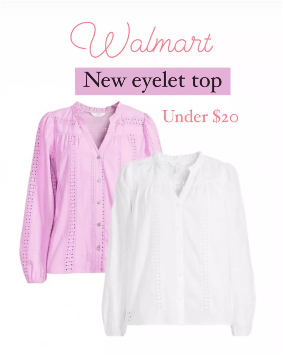 Time and Tru Women's Eyelet Top with Long Sleeves, Sizes XS-XXXL
