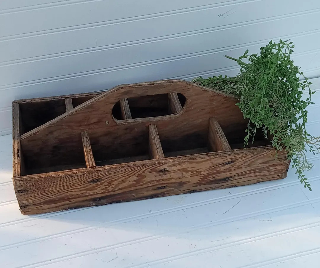 Vintage Wooden Tool Caddy: Rustic Centerpiece Box, Primitive Decor - Etsy | Etsy (US)