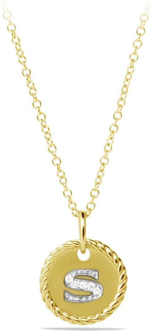 David Yurman Cable Collectibles Initial Pendant with Diamonds in Gold on Chain | Nordstrom | Nordstrom