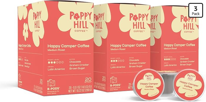Poppy Hill Coffee | Happy Camper Coffee Single Cup B-Pods | Only Compatible with BRUVI Single-Ser... | Amazon (US)