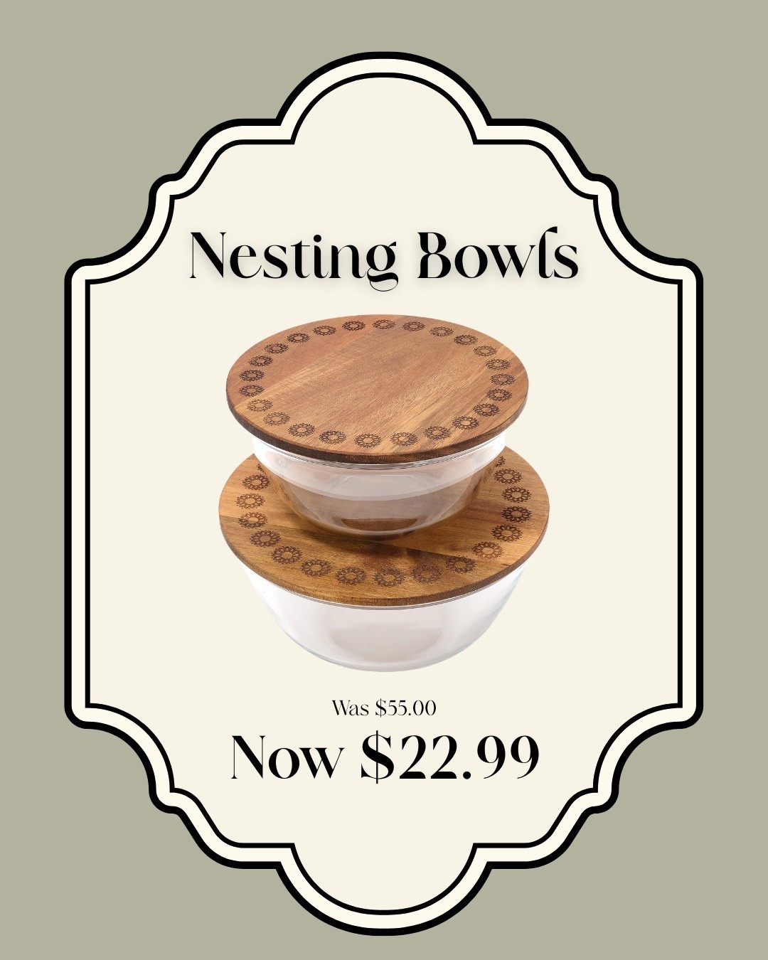 These glass nesting bowls with acacia wood lids are SO pretty..if bowls can be pretty 🤣.   The lids have a seal to keep food fresh and the lids can also double as serving trays. Grab them before they’re gone!

#LTKSeasonal #LTKHome #LTKSaleAlert