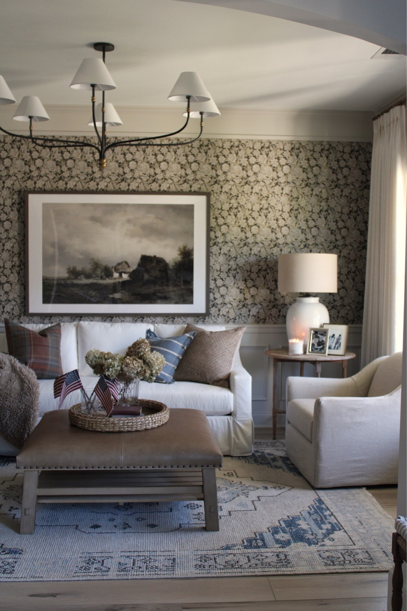 Dining room turned living room, small living room, slipcovered sofa and swivel chairs, the most perfect leather ottoman coffee table
@Pottery Barn

#LTKHome