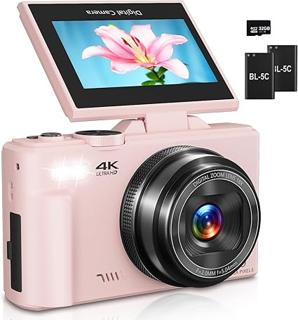 Digital Camera for Photography, 4K Vlogging Camera for YouTube 3" 180° Flip Screen 18X Digital Z... | Amazon (US)