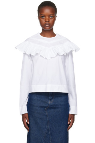 White Ruffle Blouse | SSENSE