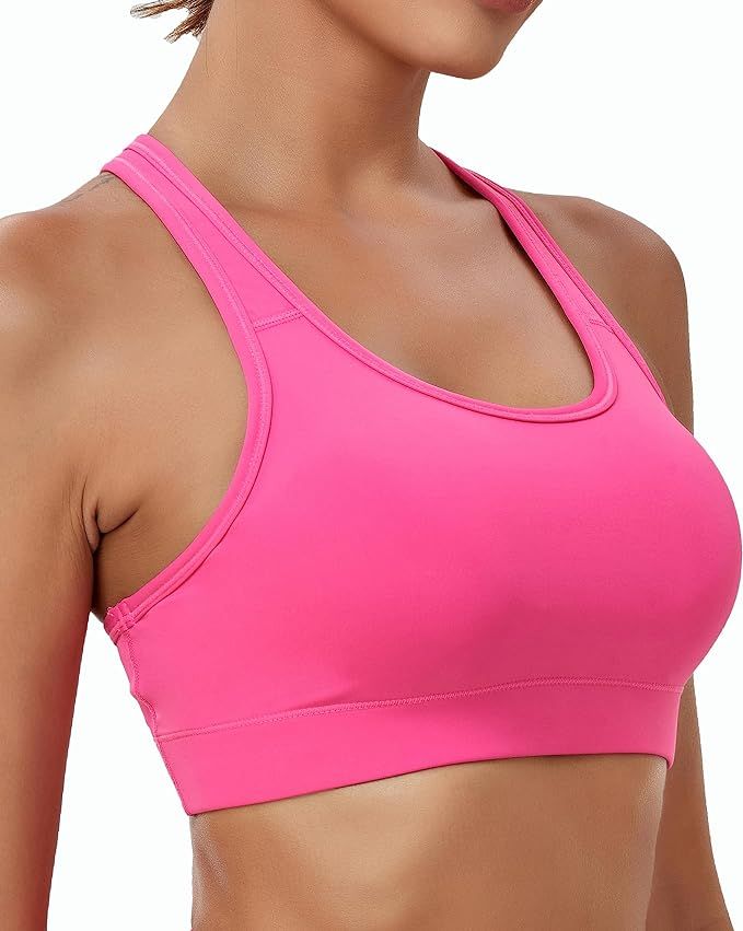 Oalka Women's Racerback Sports Fitness Support Workout Running Bras | Amazon (US)