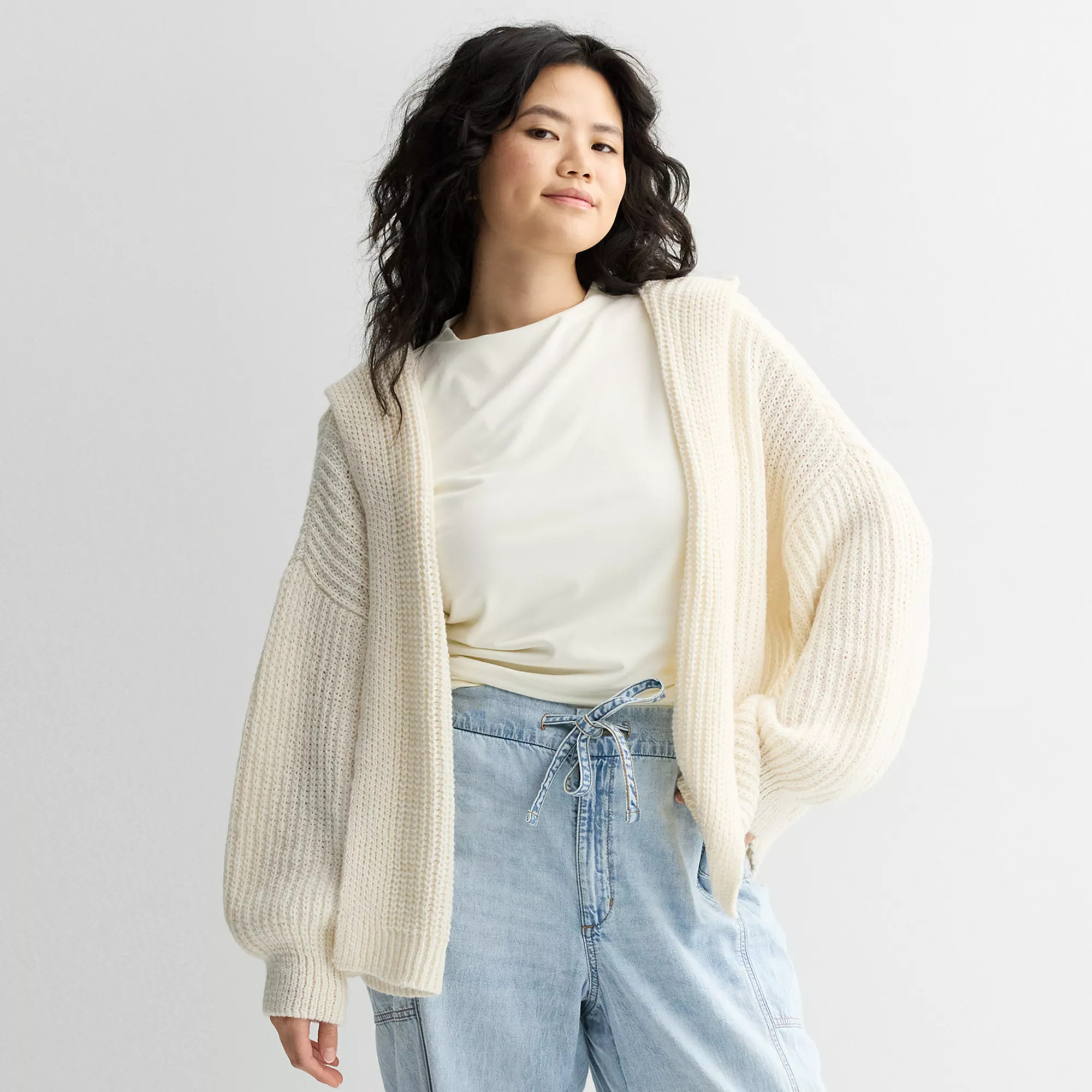 Juniors' Plus Size SO Chunky Open Front Sweater | Kohl's