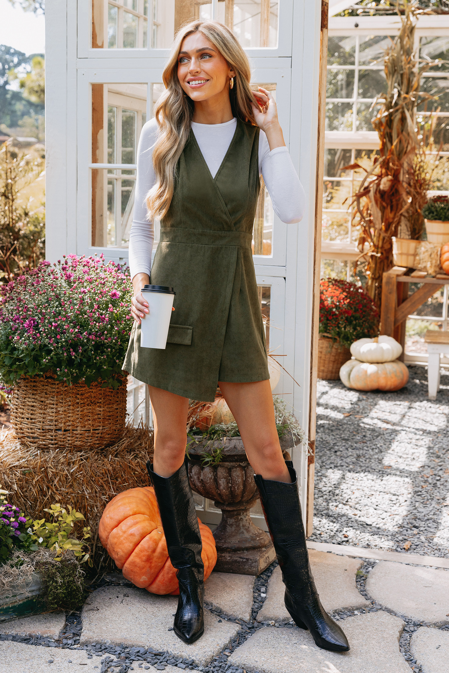 Olive Green Corduroy Wrap RomperNew | Cupshe US