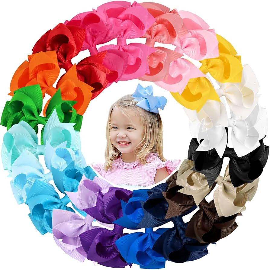 20PCS Oaoleer 4.5inch Layered Grosgrain Ribbon Hair Accessories: Alligator Clips, Barrettes for B... | Amazon (US)