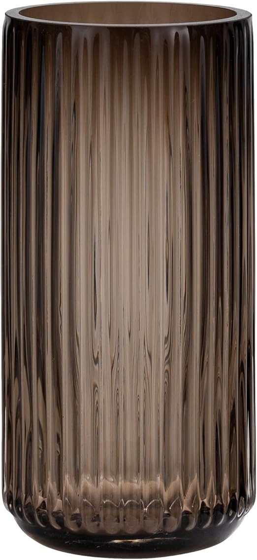 TIMEFOTO Flower Vase 7.5 inch Amber Thickened Hand Blow Glass Vase Round Vintage Striped Bottles ... | Amazon (US)