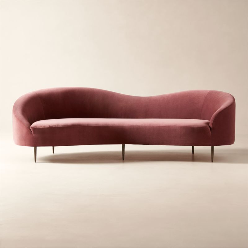 Curvo 95.5" Rose Velvet Sofa by goop | CB2 | CB2
