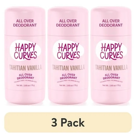(3 pack) Happy Curves Aluminum & Talc Free Whole Body Deodorant for Women, Tahitian Vanilla, Stic... | Walmart (US)