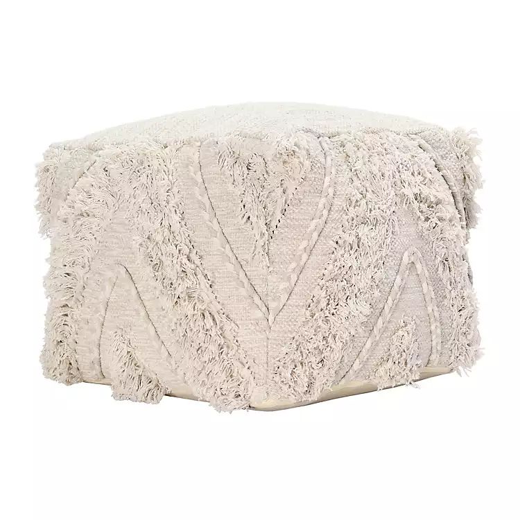 New! Natural Ivory Moroccan Chevron Pouf | Kirkland's Home