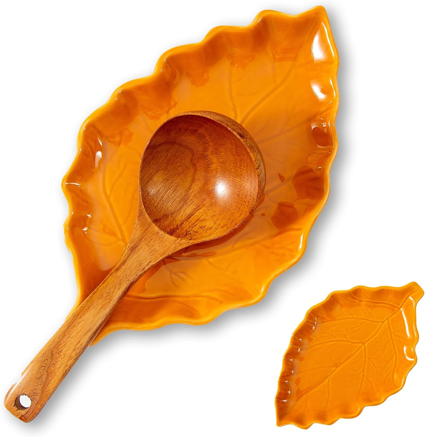 Ceramic Leaf Shape Spoon Rest, Farmhouse Spoon Holder, Orange, 1PC | Amazon (US)