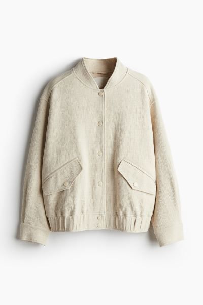 Linen-blend Bomber Jacket - Light beige - Ladies | H&M US | H&M (US + CA)