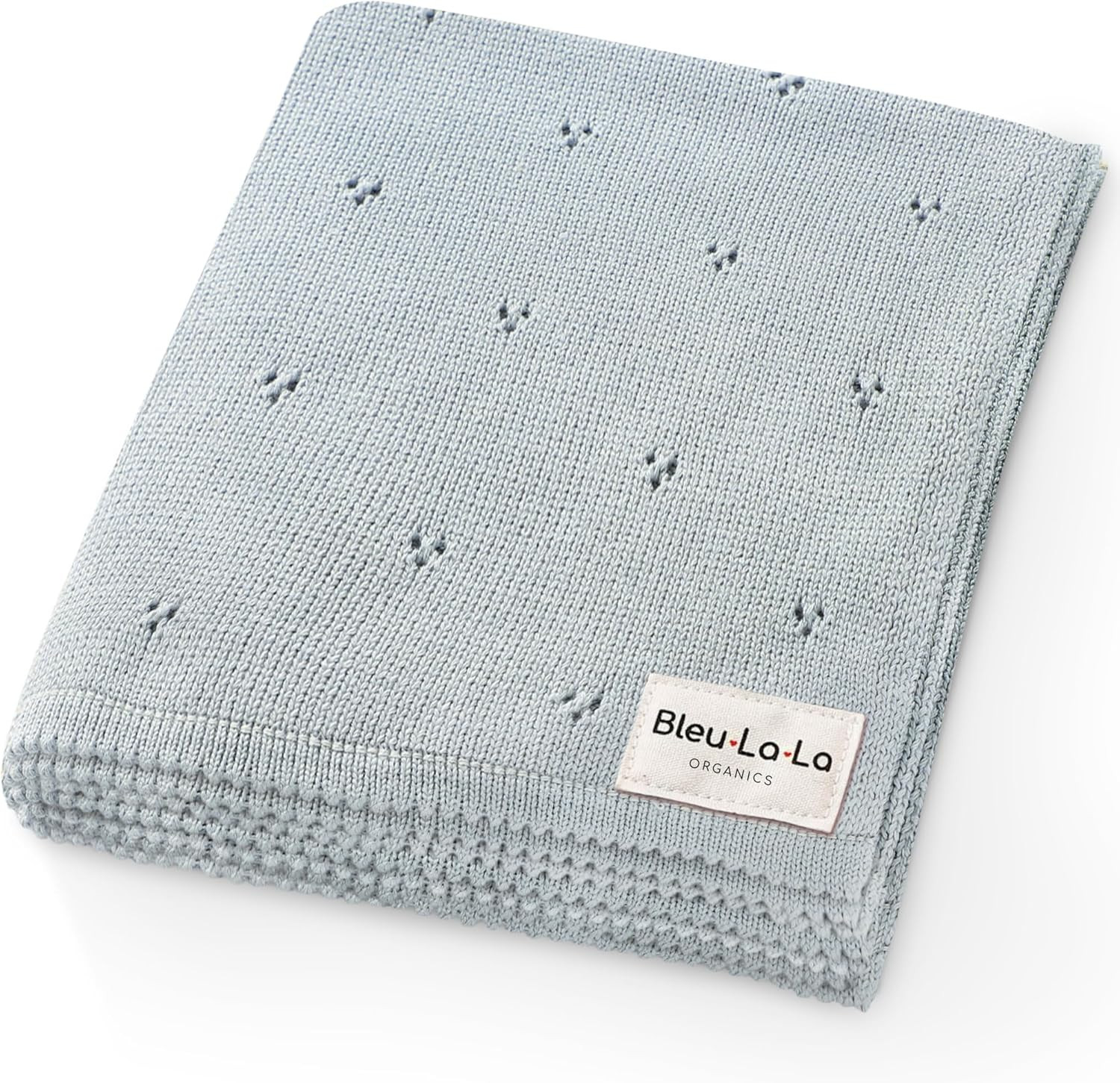 Luxury Organic Cotton Pointelle Baby Blanket (Powder Blue) | Amazon (US)