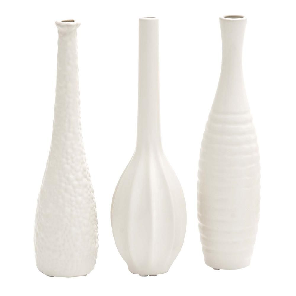 CosmoLiving by Cosmopolitan 12 in. Modern White Ceramic Decorative Vases (Set of 3) | The Home Depot