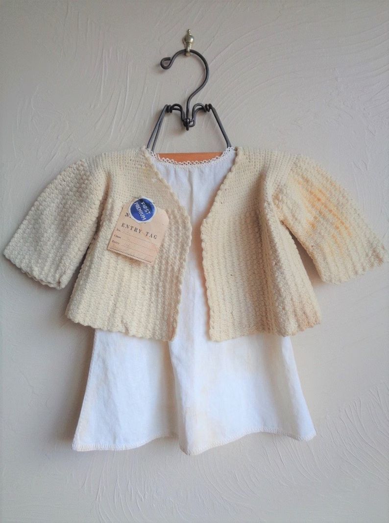 Vintage Baby Sweater and Dress Shabby 1950s Fair Award Cream Wool and Cotton | Etsy (US)