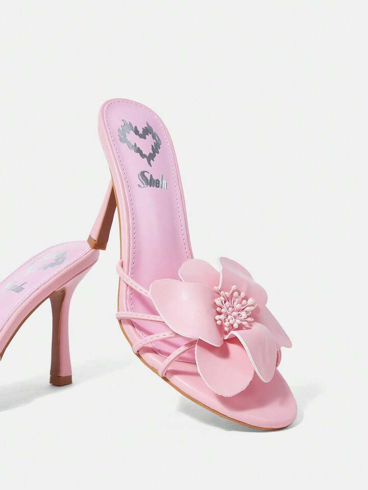 CUCCOO CHICEST Bloemversiering Muilezel Roze Hoge hak Sandalen | SHEIN