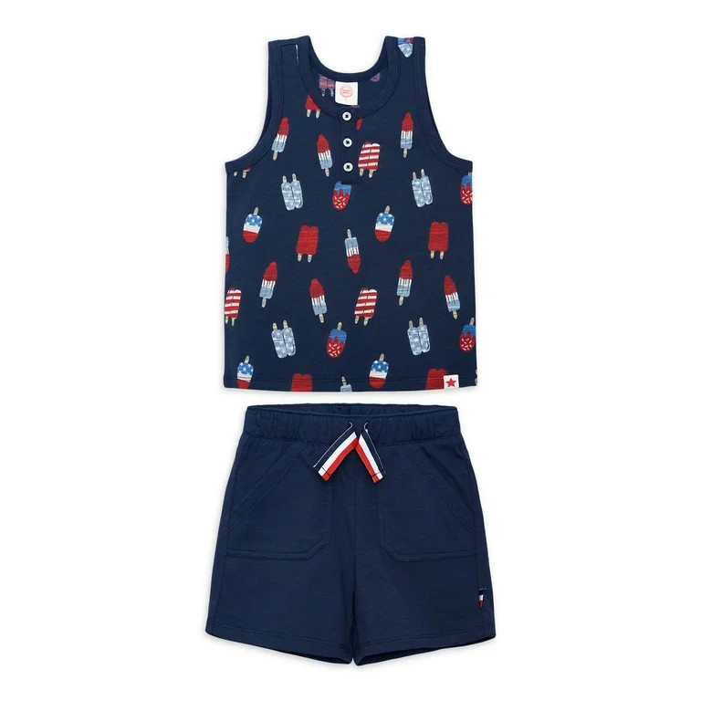 Wonder Nation Toddler Boys’ Americana Print Tank Top and Shorts Set, 2-Piece, Sizes 12M-5T - Wa... | Walmart (US)