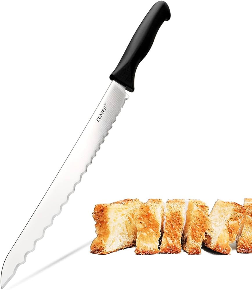 KUNIFU Bread Knife, 9.0 Inch Serrated Knife For Homemade Bread, Bread Slicer For Sourdough Cake B... | Amazon (US)