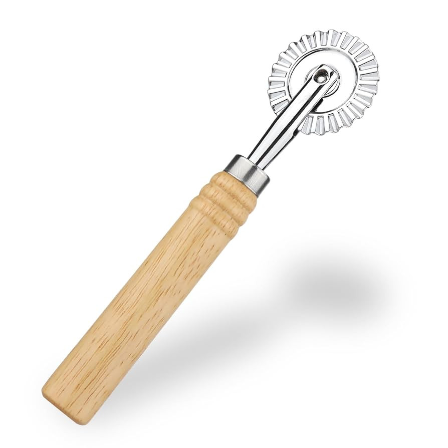 Pastry Cutter Wheel, Pasta Cutter Wheel with Wooden Handle and Fluted Ravioli Crimper Cutter Pizz... | Amazon (US)