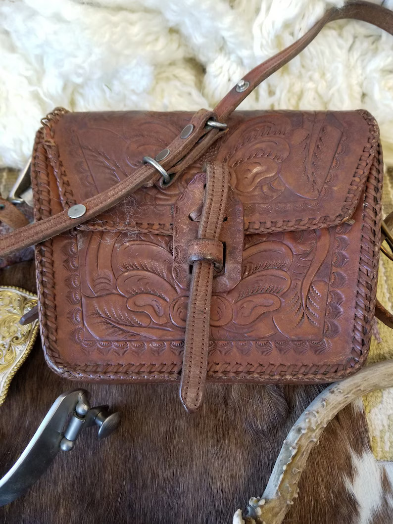 This Fabulous Hand Tooled Leather Purse is the Perfect Cowgirl Bag. This Vintage 70s Leather Shou... | Etsy (US)