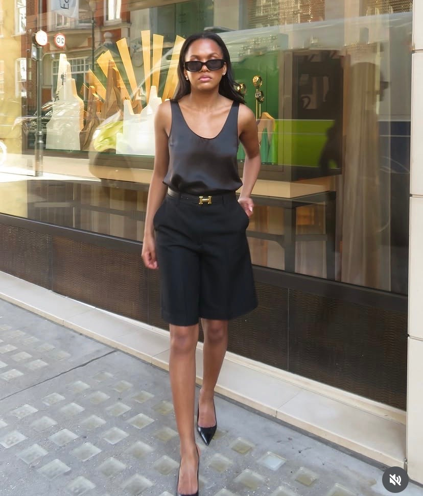 Black Bermuda
Black satin top 
Black pumps
Quiet luxury, old money , classy 

#LTKWorkwear #LTKPetite #LTKBeauty