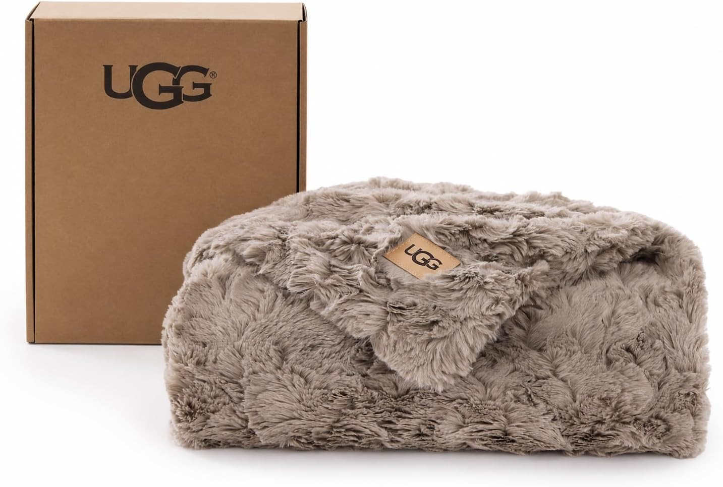 UGG Faux Fur Brown Throw Blankets for Bed, Fuzzy Blanket, Luxury Throws for Couch, Hypoallergenic Double-Sided, Cozy Cute Fall Decor, 50-inch x 70-inch, Oyster Brown (Adalee) | Amazon (US)