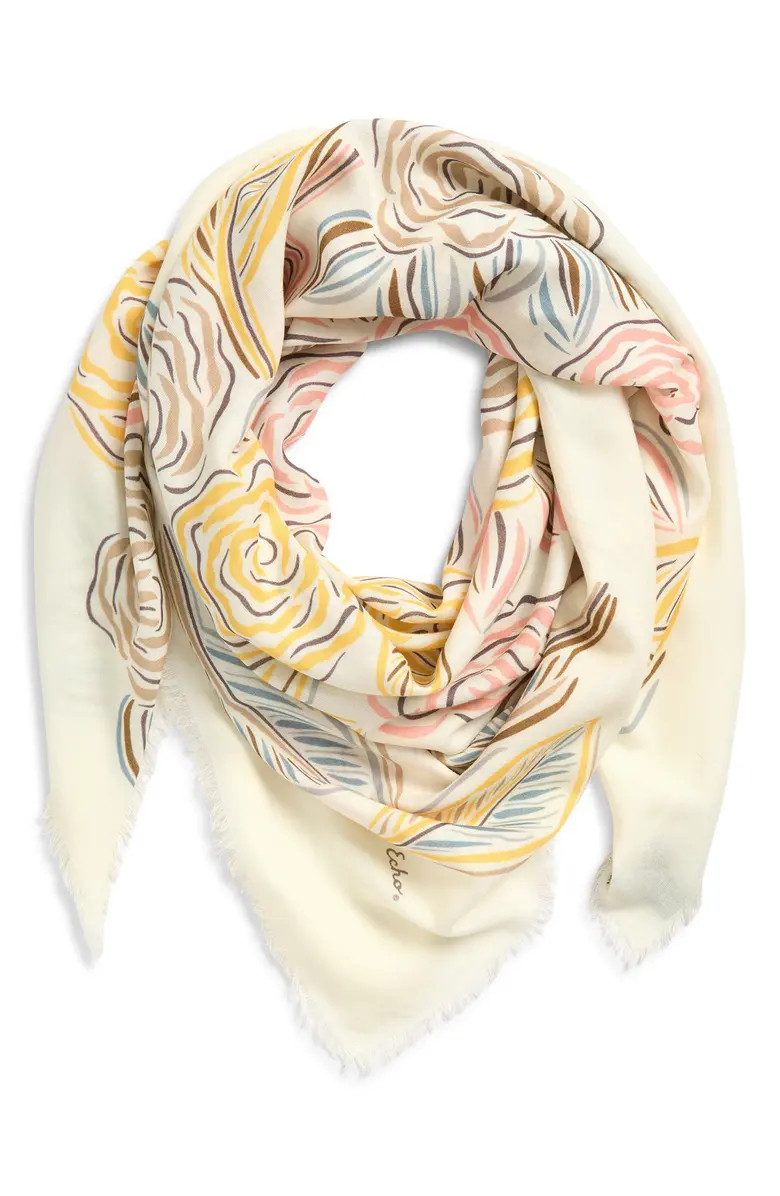 Gestural Rose Print Square Scarf | Nordstrom