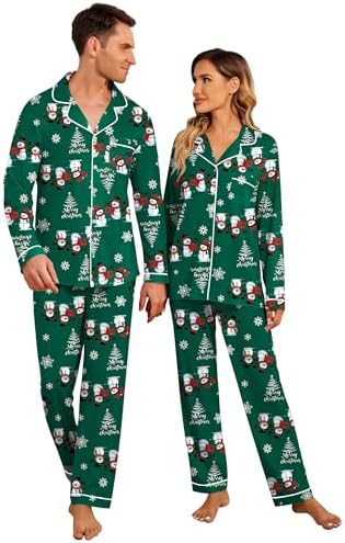 Ekouaer Christmas Family Matching Pajamas Long Sleeve Button Down Pj Set Festival Party Sleepwear | Amazon (US)