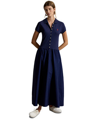 Women's Hybrid Mesh Polo Collar A-Line Dress | Macy's