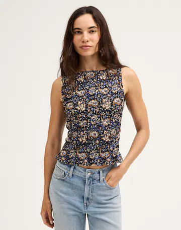 Smocked Boatneck Sleeveless Top | Madewell