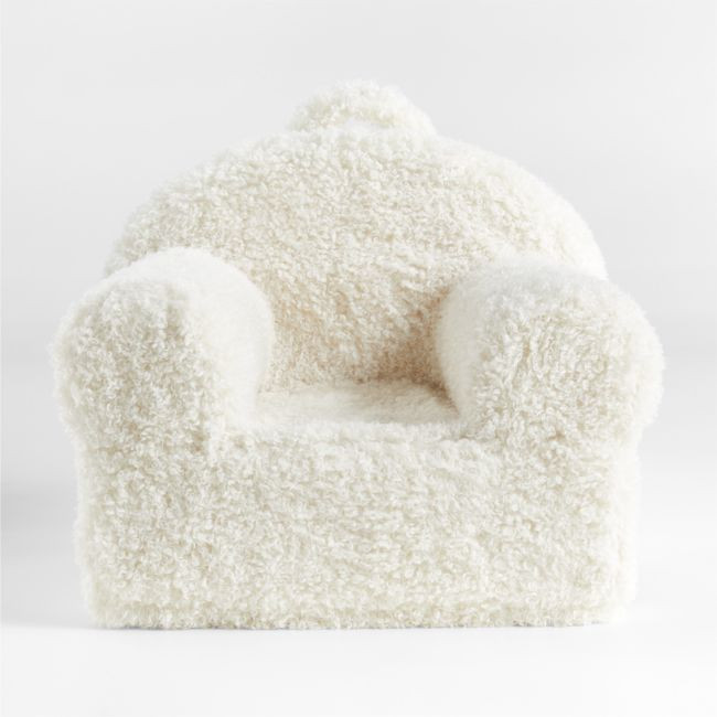 Large Cream Mongolian Faux Fur Kids Lounge Nod Chair | Crate & Barrel