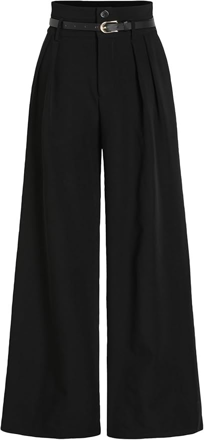 CIDER Belted Pleated Wide Leg Trousers | Amazon (US)