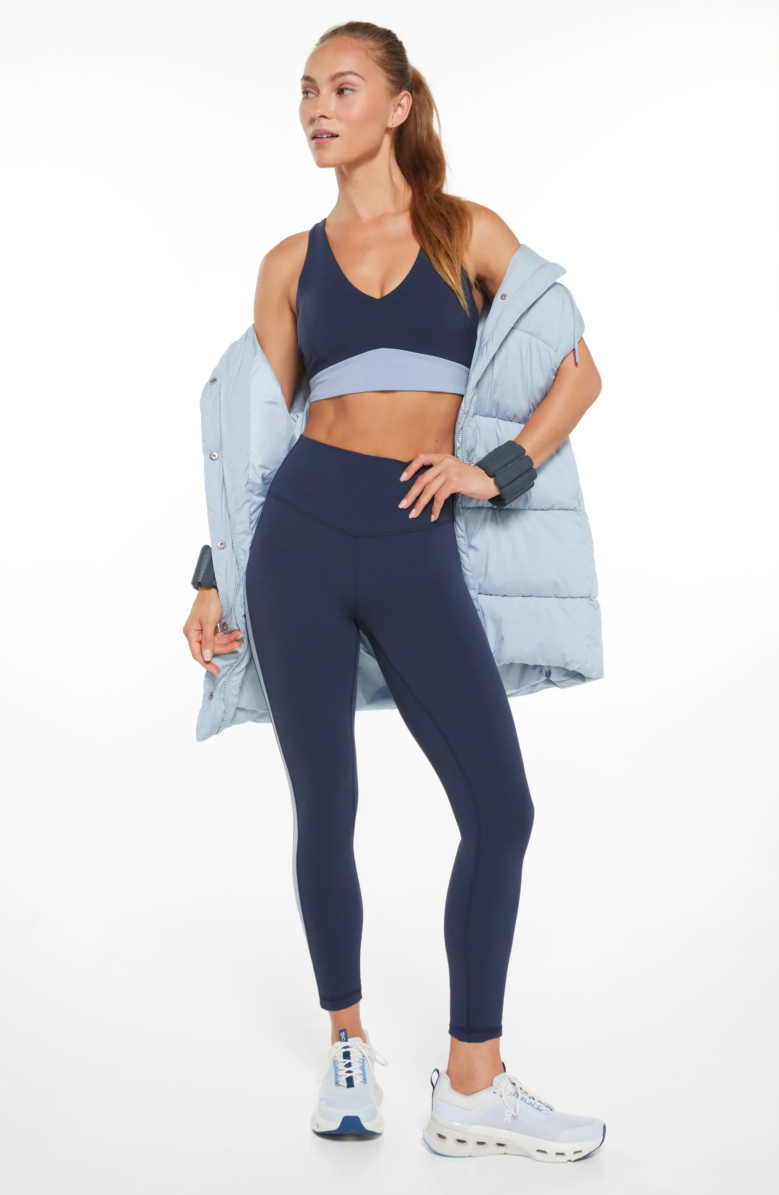Zella Studio Luxe Colorblock High Waist 7/8 Leggings | Nordstrom | Nordstrom