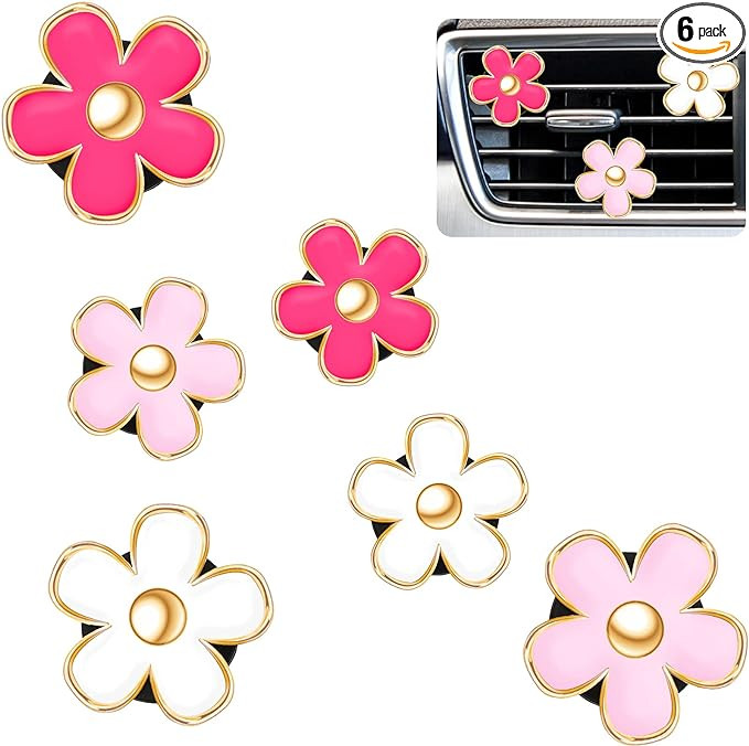 6 Pcs Daisy Flower Air Vent Clip Air Conditioning Outlet Clip Car Air Freshener Clip Charm Car In... | Amazon (US)