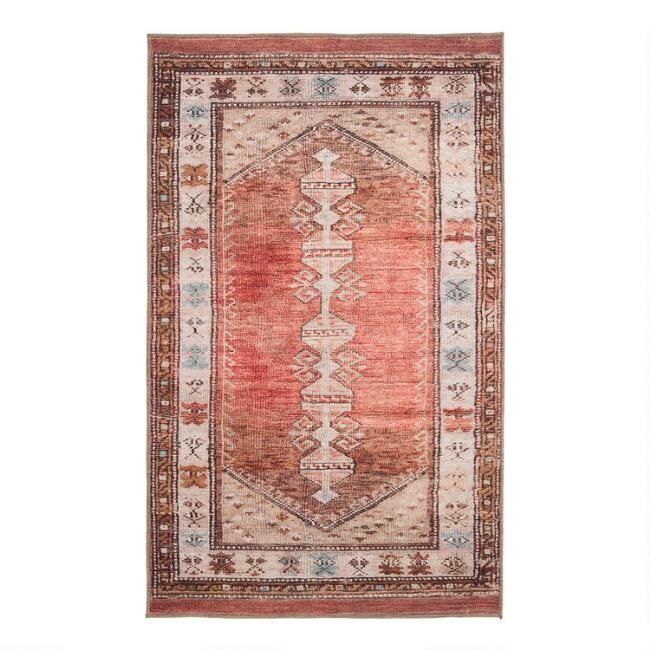Terracotta and Beige Persian Style Izmir Area Rug | World Market