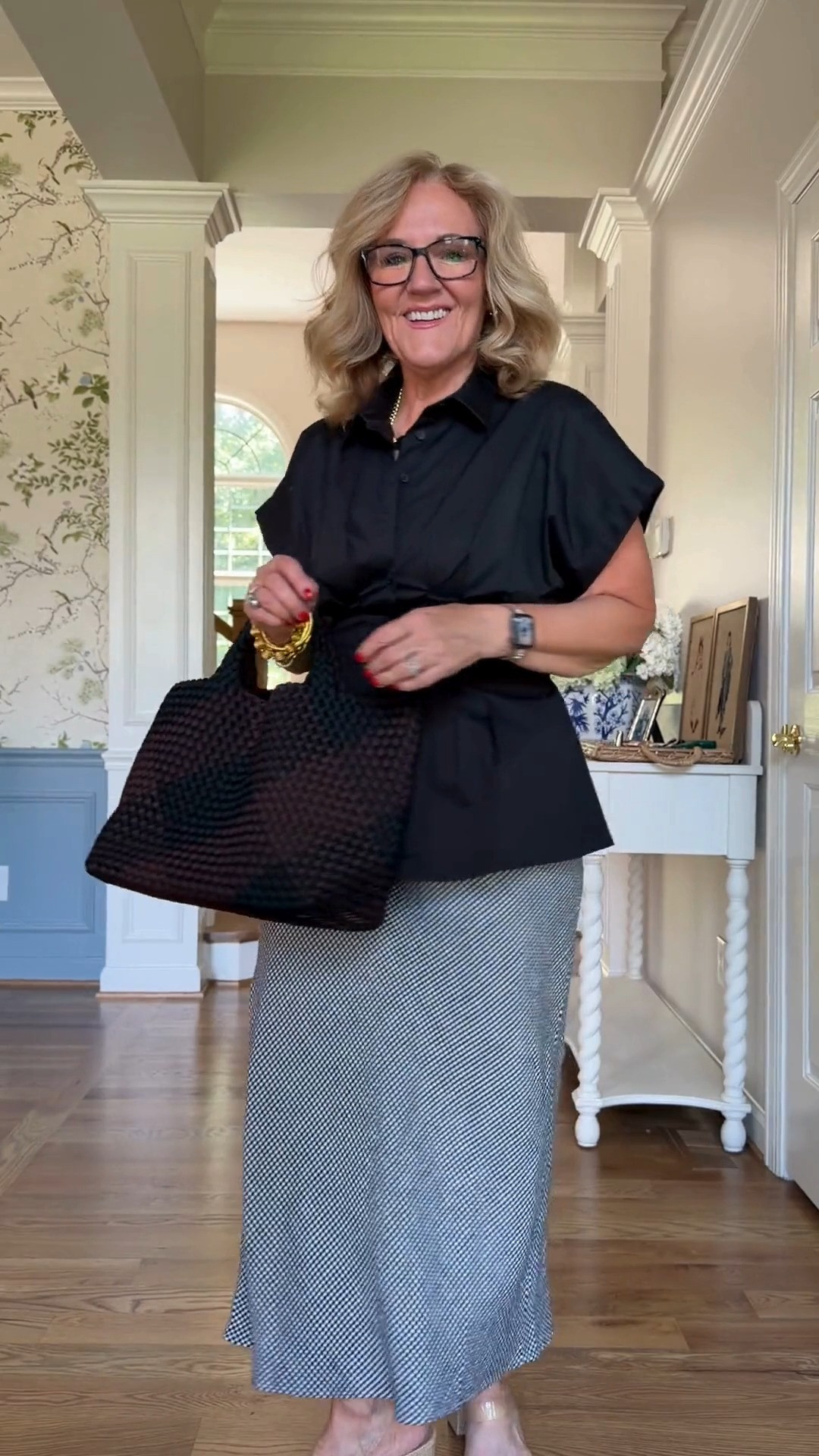 This black stretch twill pleated top pairs perfectly with this linen gingham midi skirt for an elevated everyday look. Classic, comfortable, and both pieces are marked down to just $50—easy to wear now and into fall.

💡 LTK MADE EASY
❤️ Heart = Support my posts!
🔖 Save = Get sale & restock alerts
📋 Lists = Keep favorites organized
📲 Share = Send lists and products to a friend. Hello, Christmas List!
💬 Comment = Ask me anything about what I'm wearing.:-)

#LTKootd #LTKSeasonal #LTKOver40