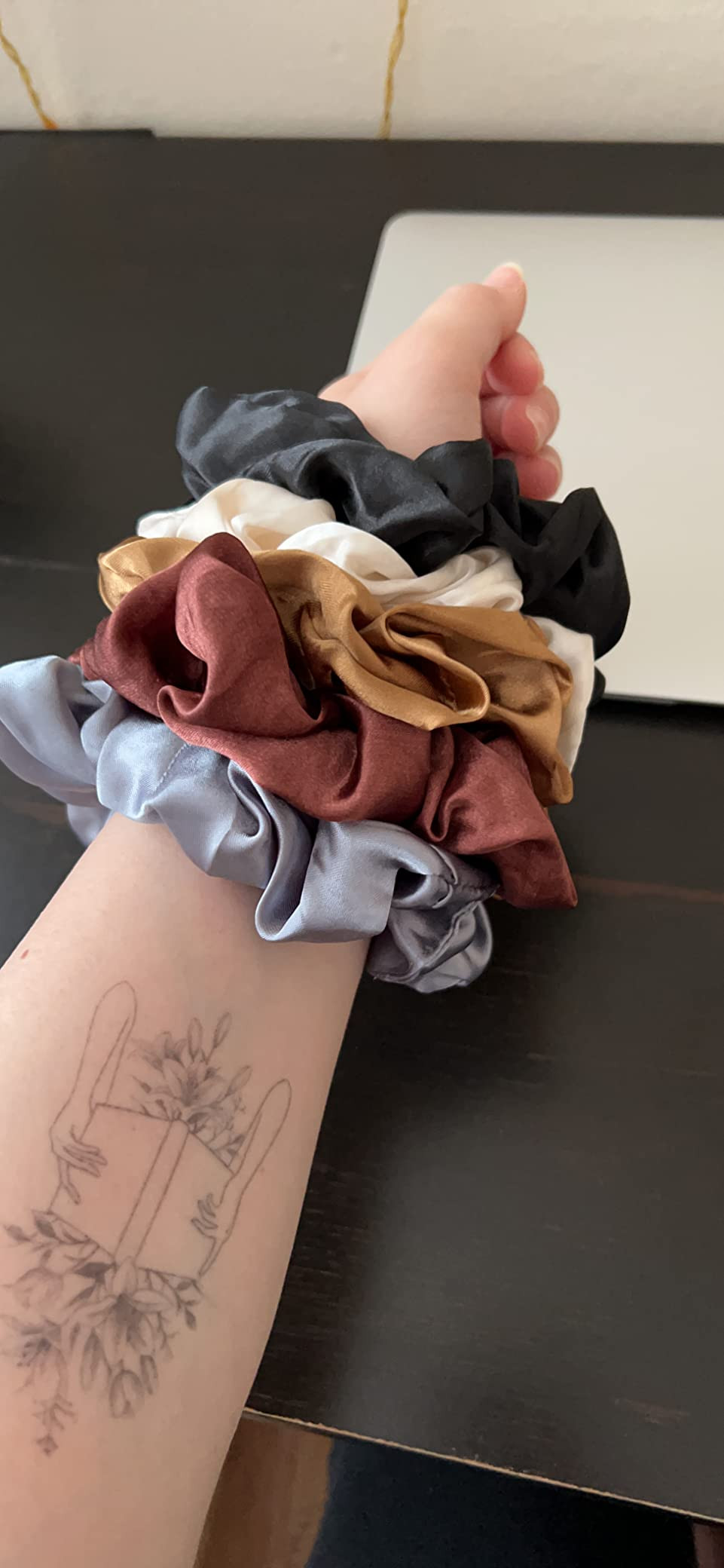 Scrunchies Hair Ties Silk Satin Scrunchy - Hair Elastics Bands Ponytail Holder Pack of Neutral Sc... | Amazon (US)