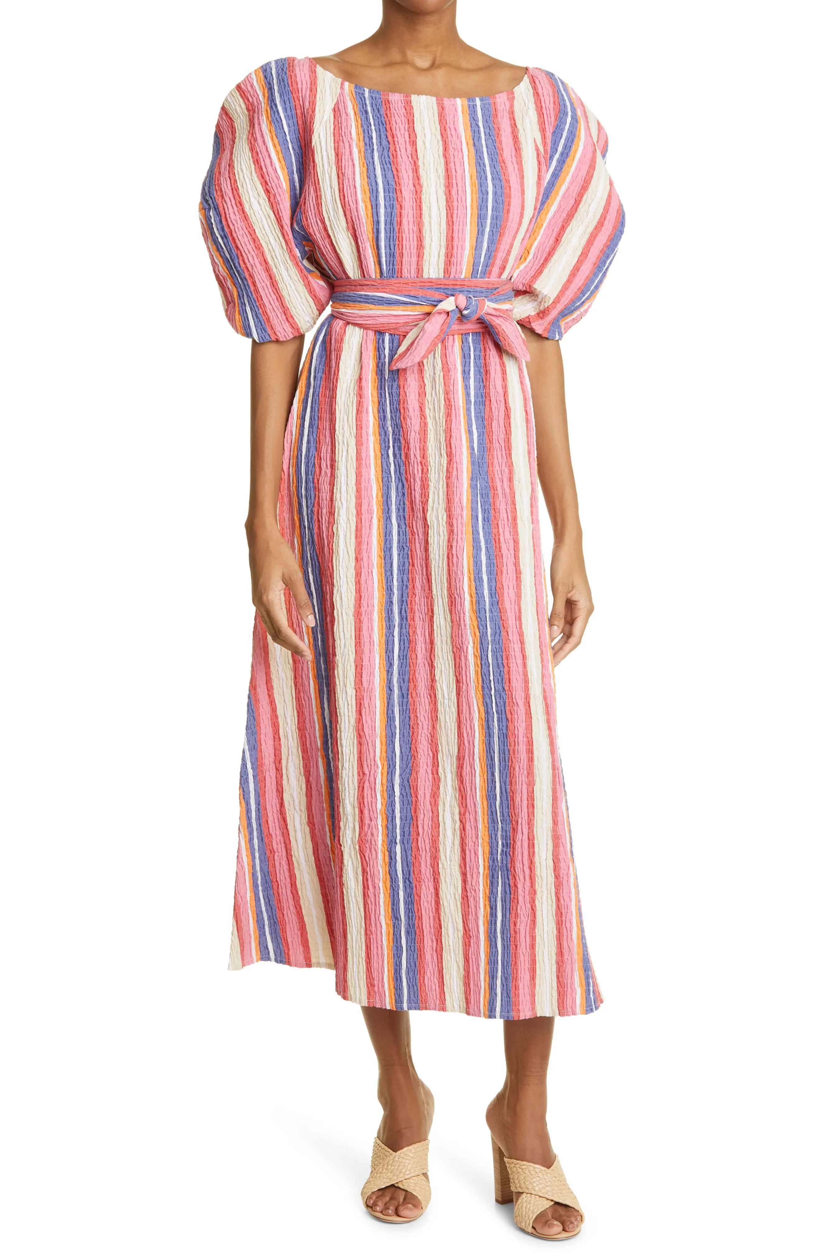 Mara Hoffman Cecilia Stripe Organic Cotton Dress in Rainbow Multi at Nordstrom, Size 2X | Nordstrom
