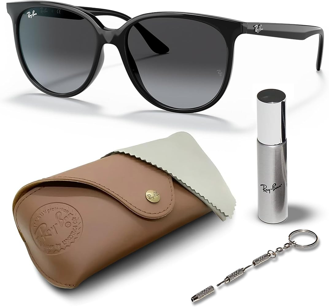 Ray-Ban RB4378 Square Shape Sunglasses With Eyewear Kit Bundle - High Bridge Fit - Square Sunglas... | Amazon (US)