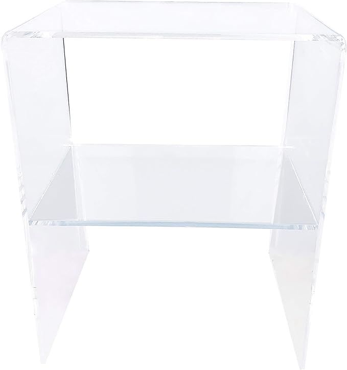 Clear Acrylic Decorative Nightstand - Made in USA - Modern Design Trendy Home End Table or Side T... | Amazon (US)