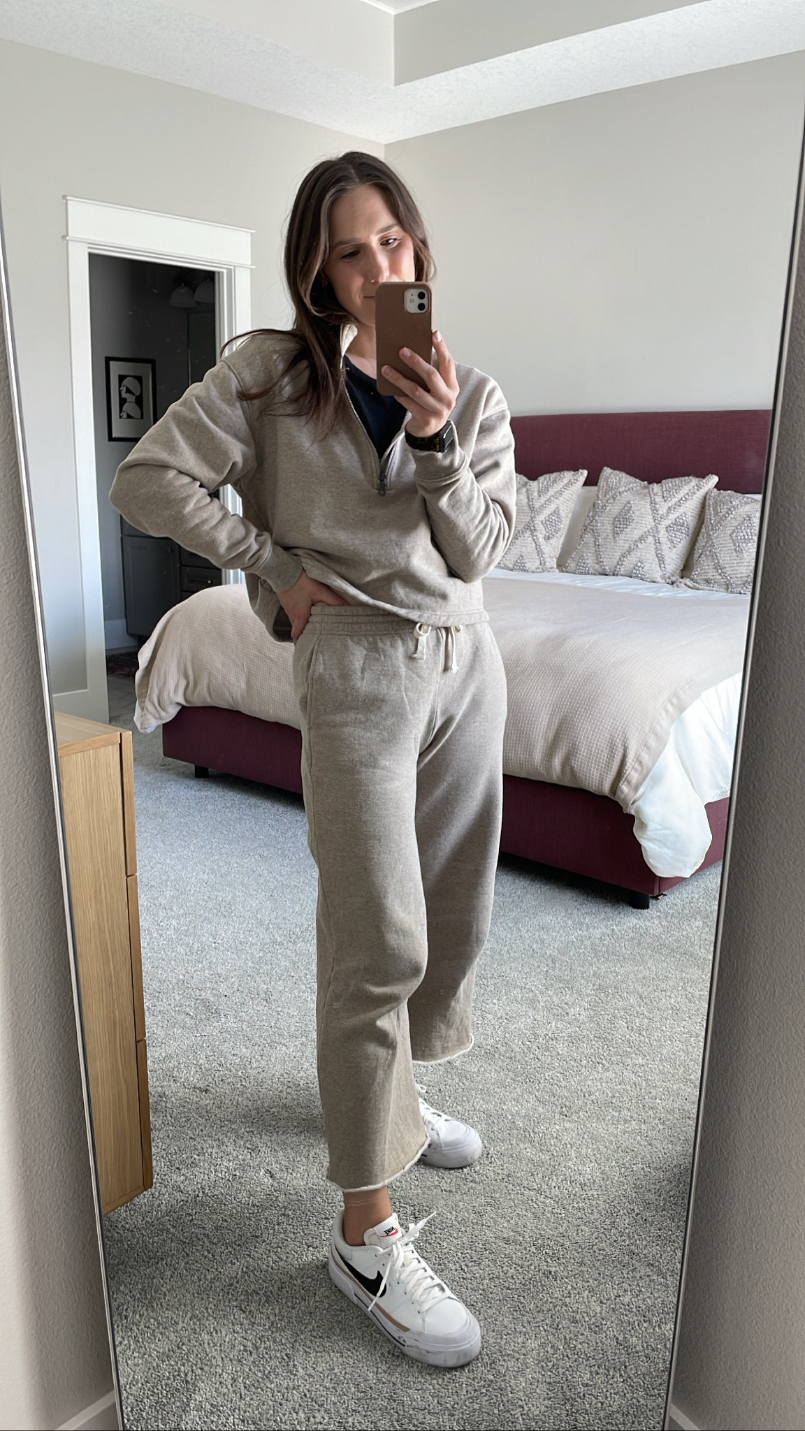 I need to make this a 3 piece set with the matching shorts asap. These cropped sweats are so perfect for right now & I love how polished the quarter zip makes it look. I’ve worn both separately many times. Fleece lined. I sized up in both & would recommend doing so. #girlfriendcollective #matchingset #sweats #lounge #quarterzip #sneakers 

#LTKstyletip #LTKFind #LTKunder100