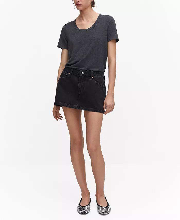 MANGO Women's Low Rise Denim Mini Skirt - Macy's | Macys (US)