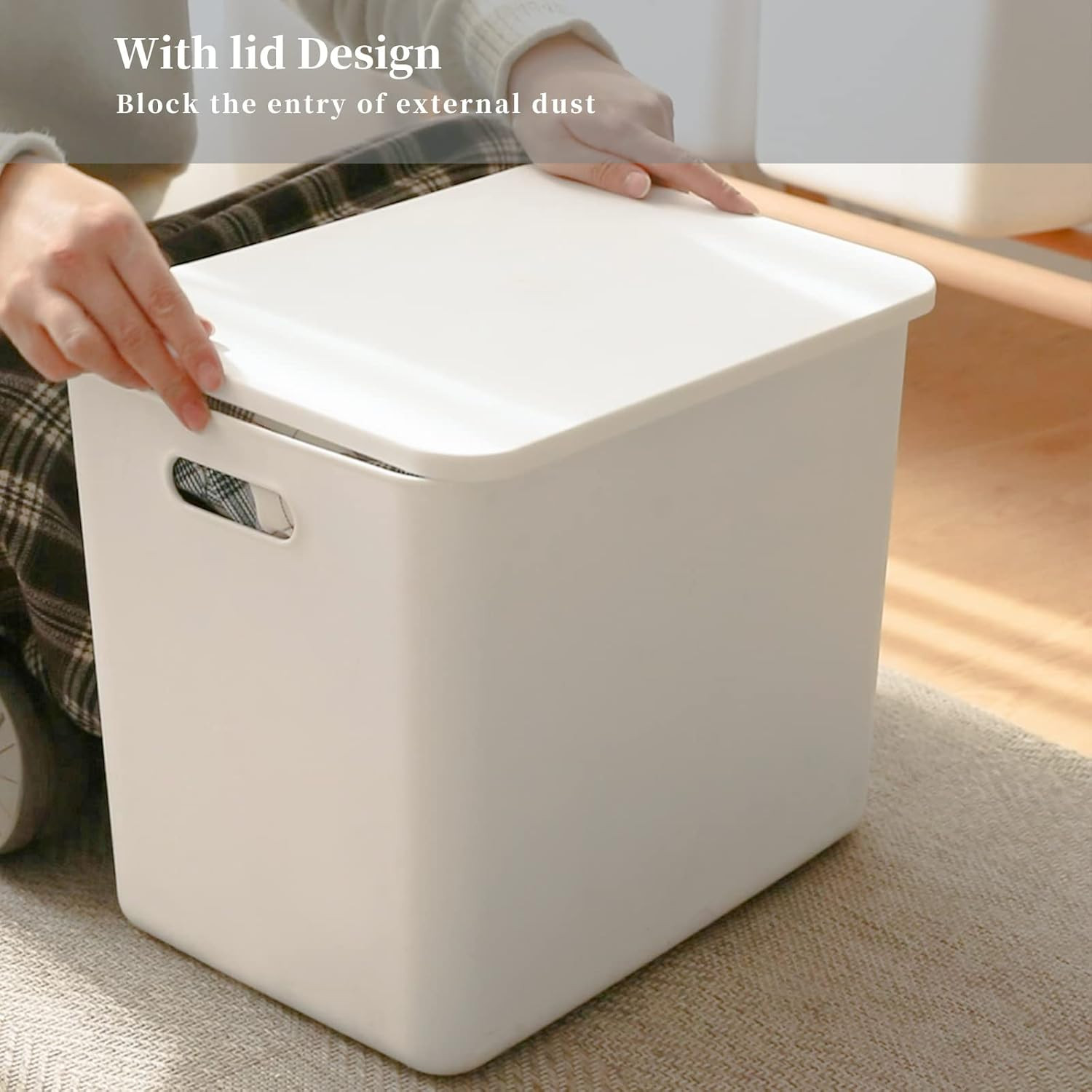 Plastic Storage Baskets Bins Boxes With Lids,Organizing Container White Storage Organizer Bins Fo... | Amazon (US)