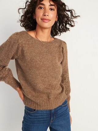 Boatneck Pointelle-Knit Pullover Sweater for Women | Old Navy (US)