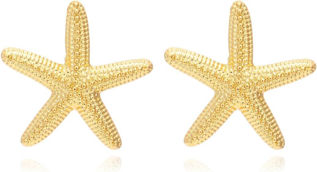 Starfish Earrings Gold Starfish Stud Earring for Women Girls Boho Exaggerated Star Drop Earrings ... | Amazon (US)