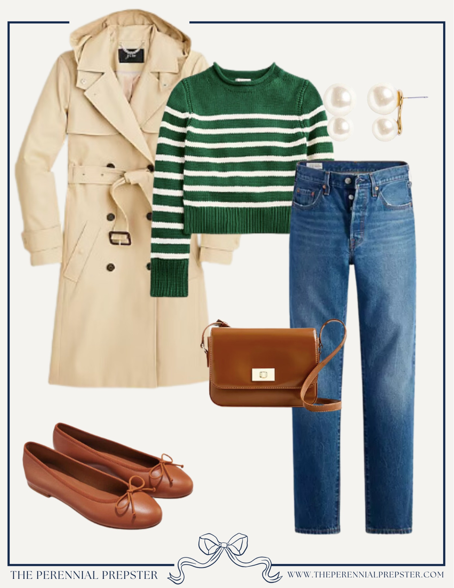 Classic style fall outfit / green and white striped sweater / leather ballet flats 

#LTKSeasonal
