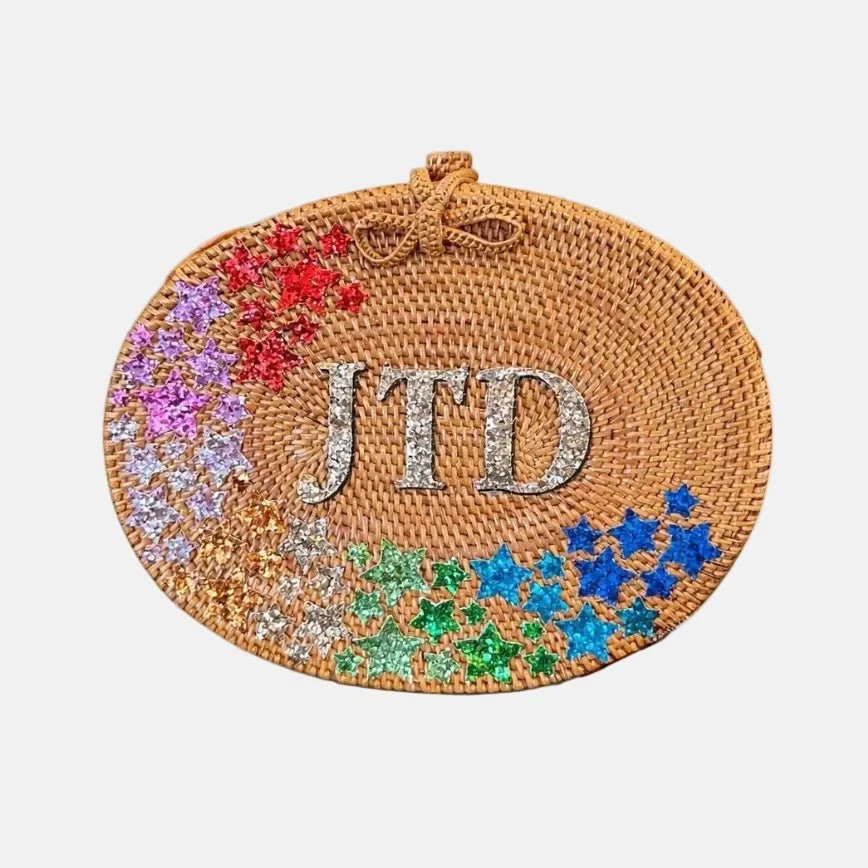 Oval Rattan Bag - Rainbow Star Design for Fashion Lovers | Lily and Bean